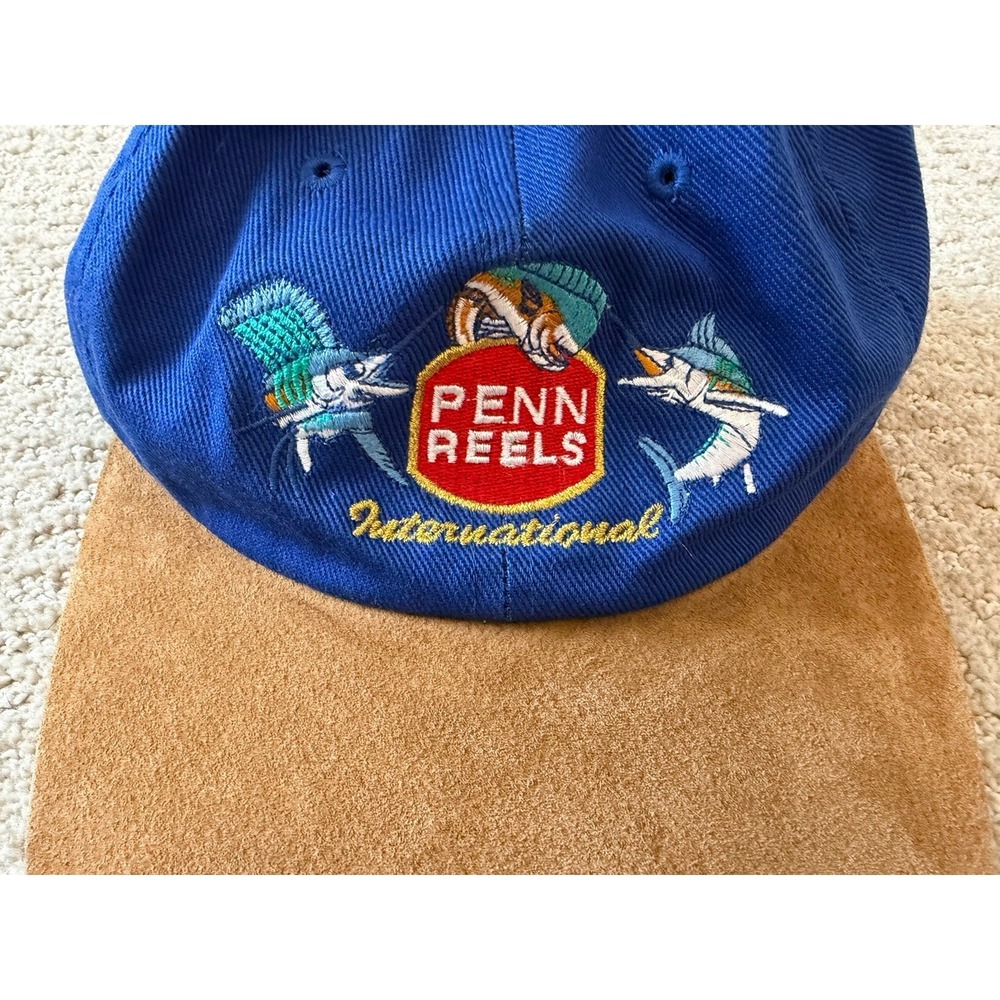 Penn Reels International Fishing Cap LONG BILL Hat 78% Cotton-22% Leather - Picture 2 of 6
